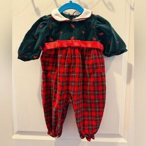 Vintage Plaid Red and Green Baby Romper